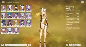 3 5*Keqing+Qiqi+Zonghli Ar44 TUMULO 5*ORAÇÃO DOS VENTOS 5* - Genshin Impact