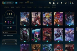 Conta prata 3 com 110 Champs e 114 Skins + 500k de Yasuo - League of Legends LOL