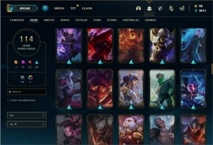 Conta prata 3 com 110 Champs e 114 Skins + 500k de Yasuo - League of Legends LOL
