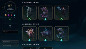 Conta nível 367 Plat 1 112 skins - League of Legends LOL