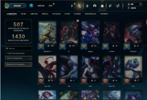 Esmeralda 4 com TODOS os champs e 122 Skins +1.1kk de Master - League of Legends LOL