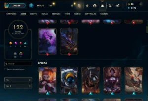 Esmeralda 4 com TODOS os champs e 122 Skins +1.1kk de Master - League of Legends LOL