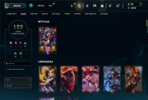 Esmeralda 4 com TODOS os champs e 122 Skins +1.1kk de Master - League of Legends LOL