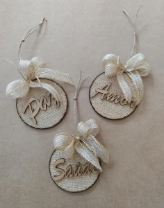 Bolas de Natal Rústica com mensagem (caixa com 6 unidades) - Artesanato e Personalizados