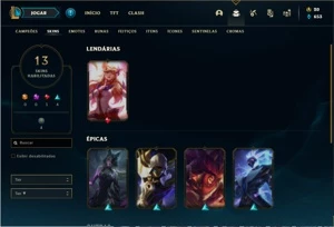 Conta bronze 2 com 37 Champs e 13 Skins - League of Legends LOL