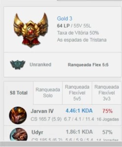 Conta League of Legends Ouro II LOL