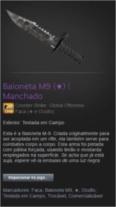 Skin Cs:go Faca Baioneta M9 | Manchado Ft - Steam