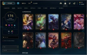 Conta Plat 4 - 176 skins - 126 campeões - League of Legends LOL