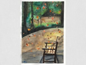 Aquarela Original Outono A4 - Sem Moldura