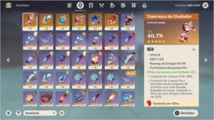 AR 40, DILUC C1 + TARTAGLIA E ARMAS 5 ESTRELAS, DIVERSOS 4* - Genshin Impact