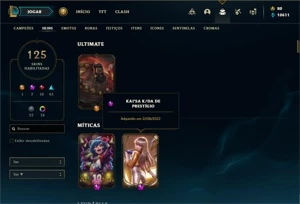 Conta Platina 4 com TODOS os champs e 125 Skins +1 Prestigio - League of Legends LOL