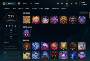 Conta Platina 4 com TODOS os champs e 125 Skins +1 Prestigio - League of Legends LOL