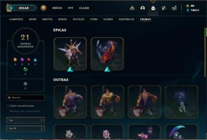 Conta Platina 4 com TODOS os champs e 125 Skins +1 Prestigio - League of Legends LOL