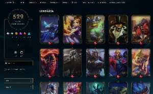 CONTA PLATINA COM 529 SKINS - 11 VITORIOSAS - League of Legends LOL