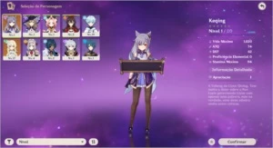 Conta Genshin Impact AR 7 Keqing+Rugido do Leão