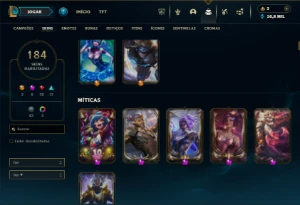 Esmeralda 4 com 130 Champs e 184 Skins + 5 Prestigios - League of Legends LOL