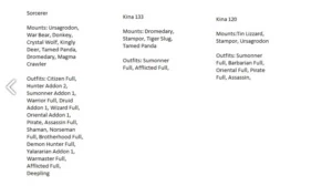 Sorcerer 204 Honera Pally 117 e 103 e Knight 120 e 134 - Tibia