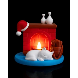 Luminária de Natal 3D Gato na Lareira - 12cm - Artesanato e Personalizados