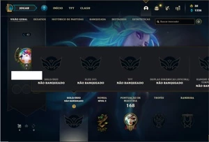 Conta Unranked com 43 Champs e 30 Skins + 4 Fragmentos - League of Legends LOL