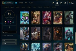 Conta Unranked com 43 Champs e 30 Skins + 4 Fragmentos - League of Legends LOL