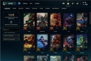 Conta Unranked com 43 Champs e 30 Skins + 4 Fragmentos - League of Legends LOL