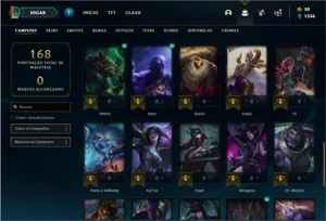 Conta Unranked com 43 Champs e 30 Skins + 4 Fragmentos - League of Legends LOL