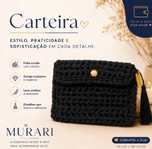 Carteira Feminina de Crochê Artesanal - Elegante e Charmosa