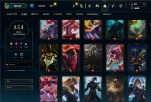 Prata 2 com TODOS os champs e 454 Skins ( Nivel 674 ) - League of Legends LOL