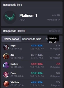 Conta Platina 1 - League of Legends LOL