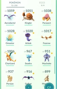pokemon go nv 23 / 165k STARDUST / 43 Pokemons com +1000cp - Pokémon