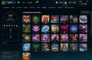 prata, 6 Skins, Upada na Mão, 10K Ea, Ouro Flex, Lol Lvl 36 - League of Legends
