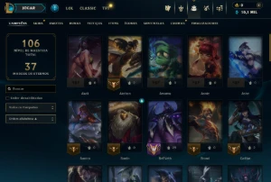 prata, 6 Skins, Upada na Mão, 10K Ea, Ouro Flex, Lol Lvl 36 - League of Legends