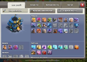 Clash of clans CV12 5⭐ + BC 9 + skins e itens