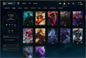 Conta ouro 4 com TODOS os champs e 135 skins - League of Legends LOL