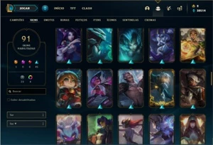 Conta prata 3 com 130 Champs e 91 Skins + 30k de EA - League of Legends LOL