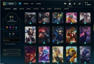 Conta prata 3 com 130 Champs e 91 Skins + 30k de EA - League of Legends LOL