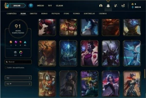 Conta prata 3 com 130 Champs e 91 Skins + 30k de EA - League of Legends LOL