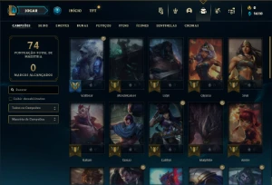 Platina 2 com 40 Champs e 3 Skins + 4 Fragmentos - League of Legends LOL