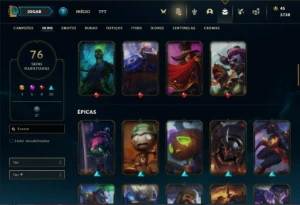 Conta bronze 1 com 75 Champs e 76 Skins + 3 Prestigios - League of Legends LOL