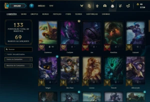 Conta bronze 1 com 75 Champs e 76 Skins + 3 Prestigios - League of Legends LOL