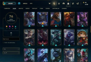 Conta bronze 1 com 75 Champs e 76 Skins + 3 Prestigios - League of Legends LOL