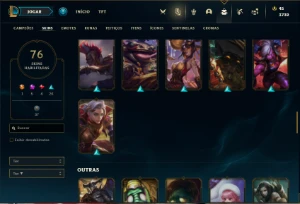 Conta bronze 1 com 75 Champs e 76 Skins + 3 Prestigios - League of Legends LOL