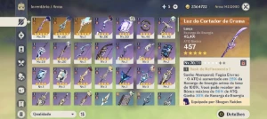 Ar40. Raiden c1 + cortadora assinatura. Nahida, harpa e + - Genshin Impact