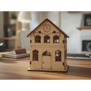 Mini Casinha MDF, sobrado com relogio 11x08 - mod 03 - Artesanato e Personalizados