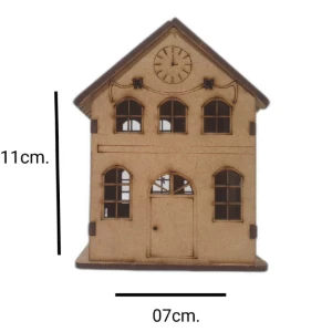 Mini Casinha MDF, sobrado com relogio 11x08 - mod 03 - Artesanato e Personalizados