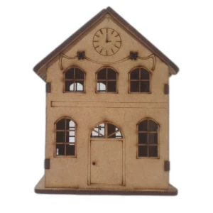 Mini Casinha MDF, sobrado com relogio 11x08 - mod 03 - Artesanato e Personalizados