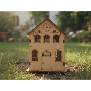 Mini Casinha MDF, sobrado com relogio 11x08 - mod 03 - Artesanato e Personalizados