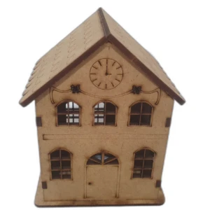 Mini Casinha MDF, sobrado com relogio 11x08 - mod 03 - Artesanato e Personalizados