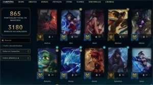 Vendo conta LOL c/ 177 skins nv 847 MMR Gold/Platina - League of Legends
