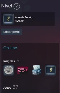 Conta Steam 8 anos c/ 37 jogos